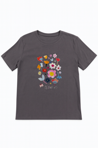 Faded T-Shirt with Printed Flower
