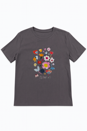 Faded T-Shirt with Printed Flower