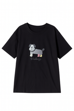 Embroidered Dog Oversized T-Shirt
