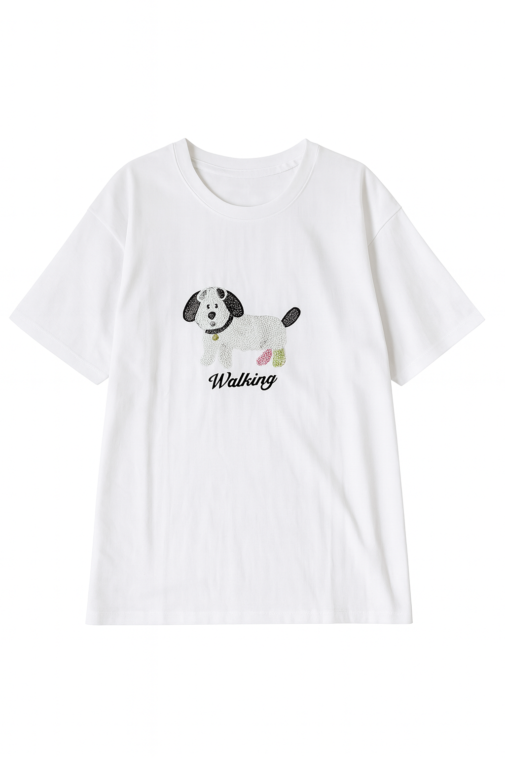 Embroidered Dog Oversized T-Shirt