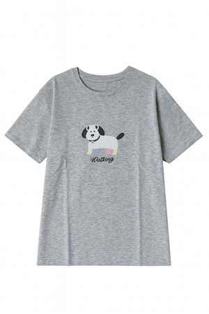 Embroidered Dog Oversized T-Shirt
