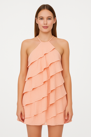 Asymmetric Ruffled  Mini Dress