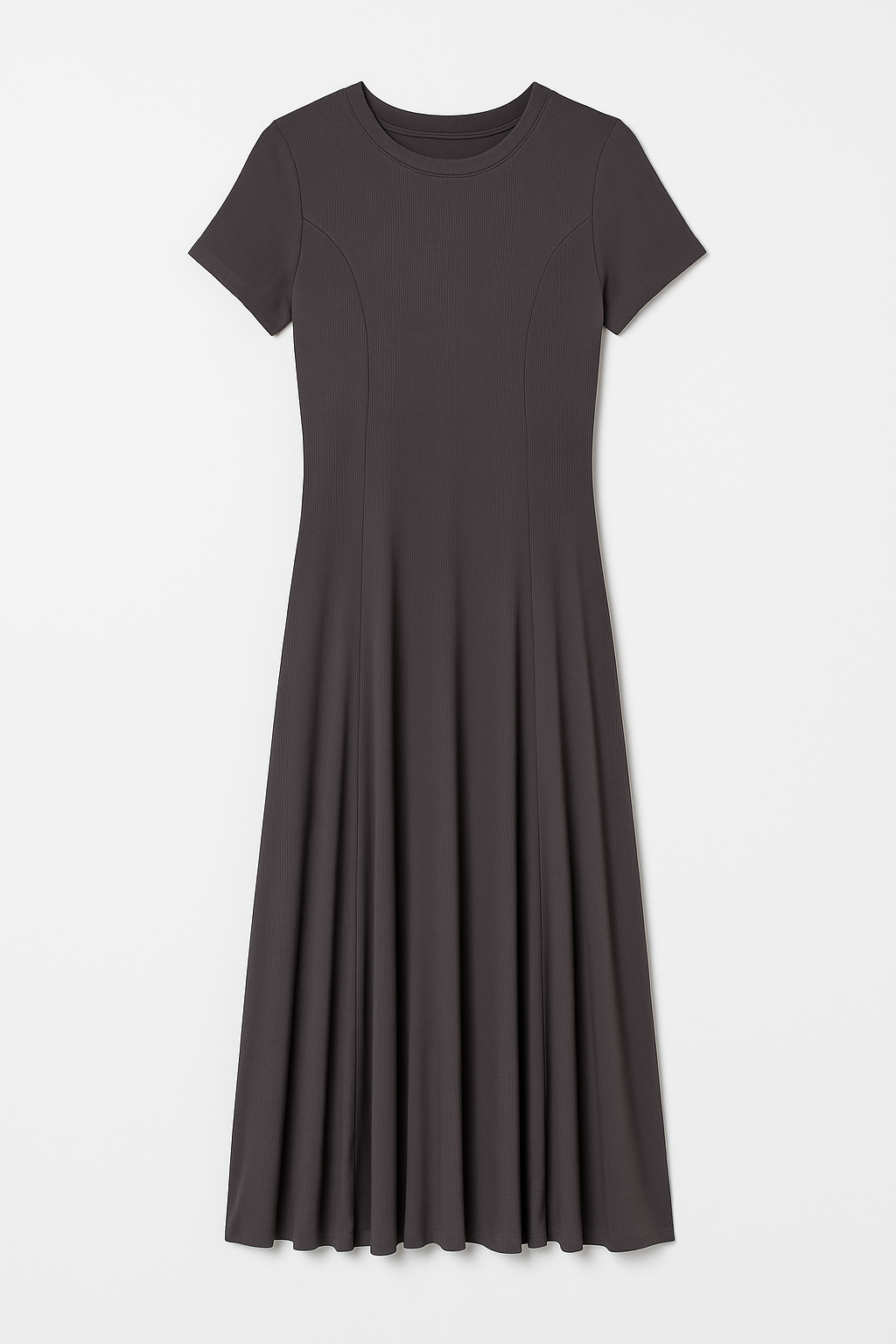 Flared Ribbed Midi Dress
