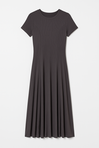 Flared Ribbed Midi Dress