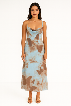 Tulle Midi Dress with Open Back