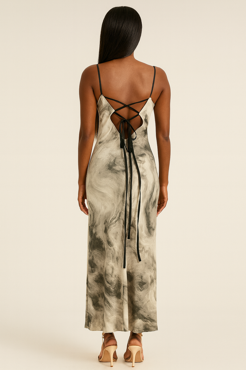 Tie-Dye Midi Satin Dress
