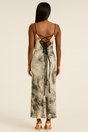 Tie-Dye Midi Satin Dress