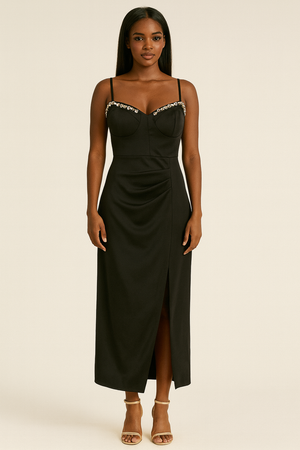 Midi Dress with Rhinestone