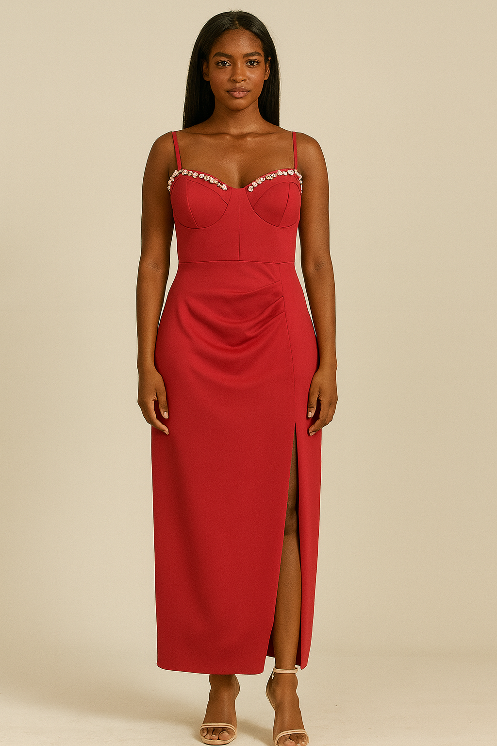 Midi Dress with Rhinestone