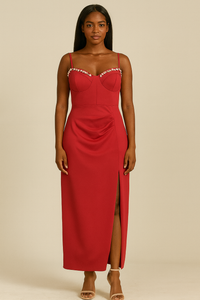 Midi Dress with Rhinestone