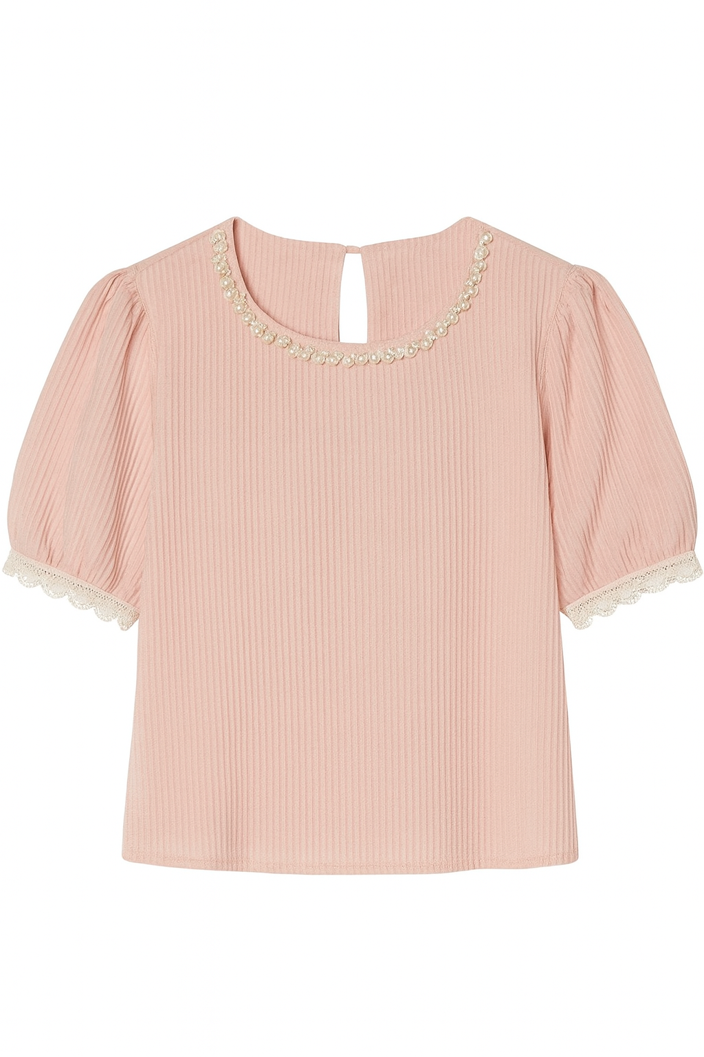 Textured Top with Pearl on the Neck