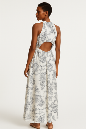 Open Back Floral Print Dress