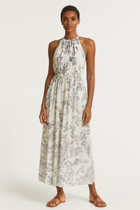 Open Back Floral Print Dress
