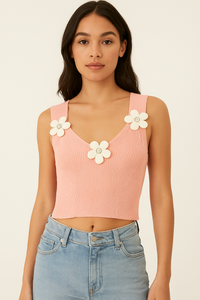 Knit Top With Flower