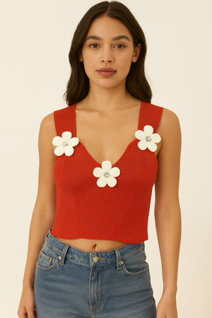 Knit Top With Flower