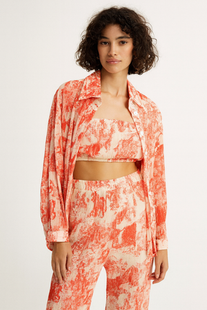 Set of Crop Top, Shirt & Trouser