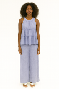 Set of Linen Blend Crop Top & Trouser