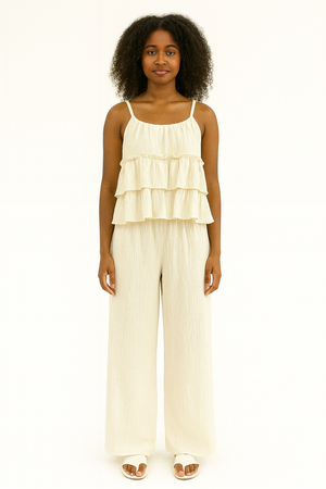 Set of Linen Blend Crop Top & Trouser