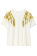 Load image into Gallery viewer, T-Shirt with Rhinestones on the Shoulders
