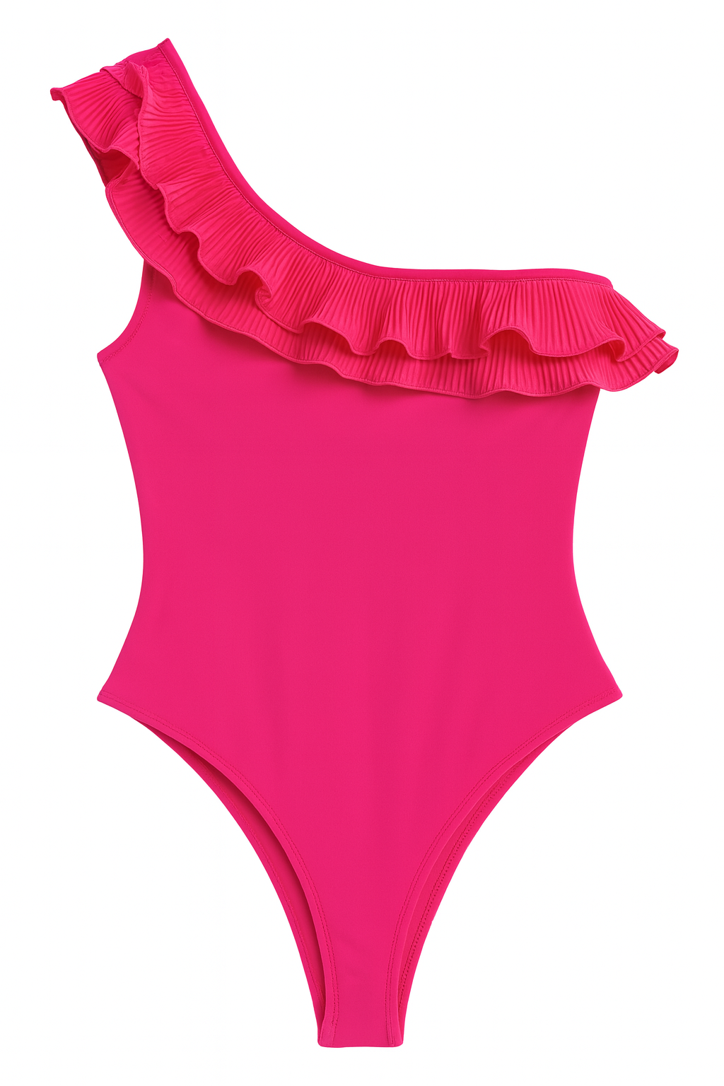 Asymmetric  Bodysuit With Ruffled Neck