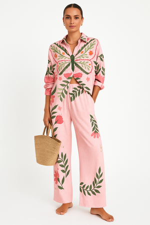 Butterfly Print Set of Shirt and Trouser