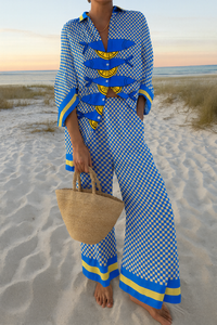 Fish Print Satin Set of Shirt and Trouser