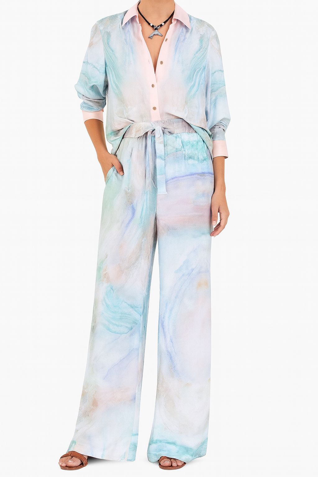 Satin Set Of Shirt & Trouser