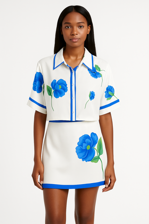 Floral Set Of Shirt & Skirt