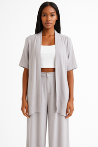 Linen Blend Of Cardigan & Trouser
