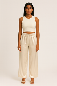 Satin Trousers With Elastic Waist