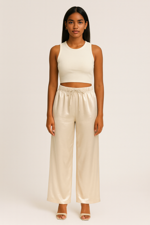 Satin Trousers With Elastic Waist