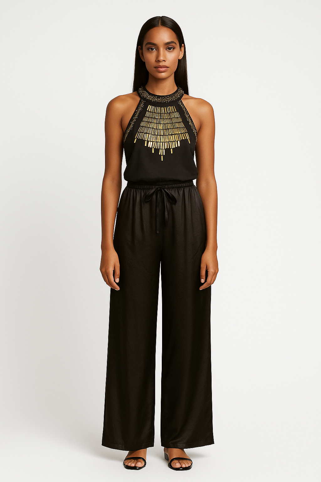 Satin Trousers With Elastic Waist