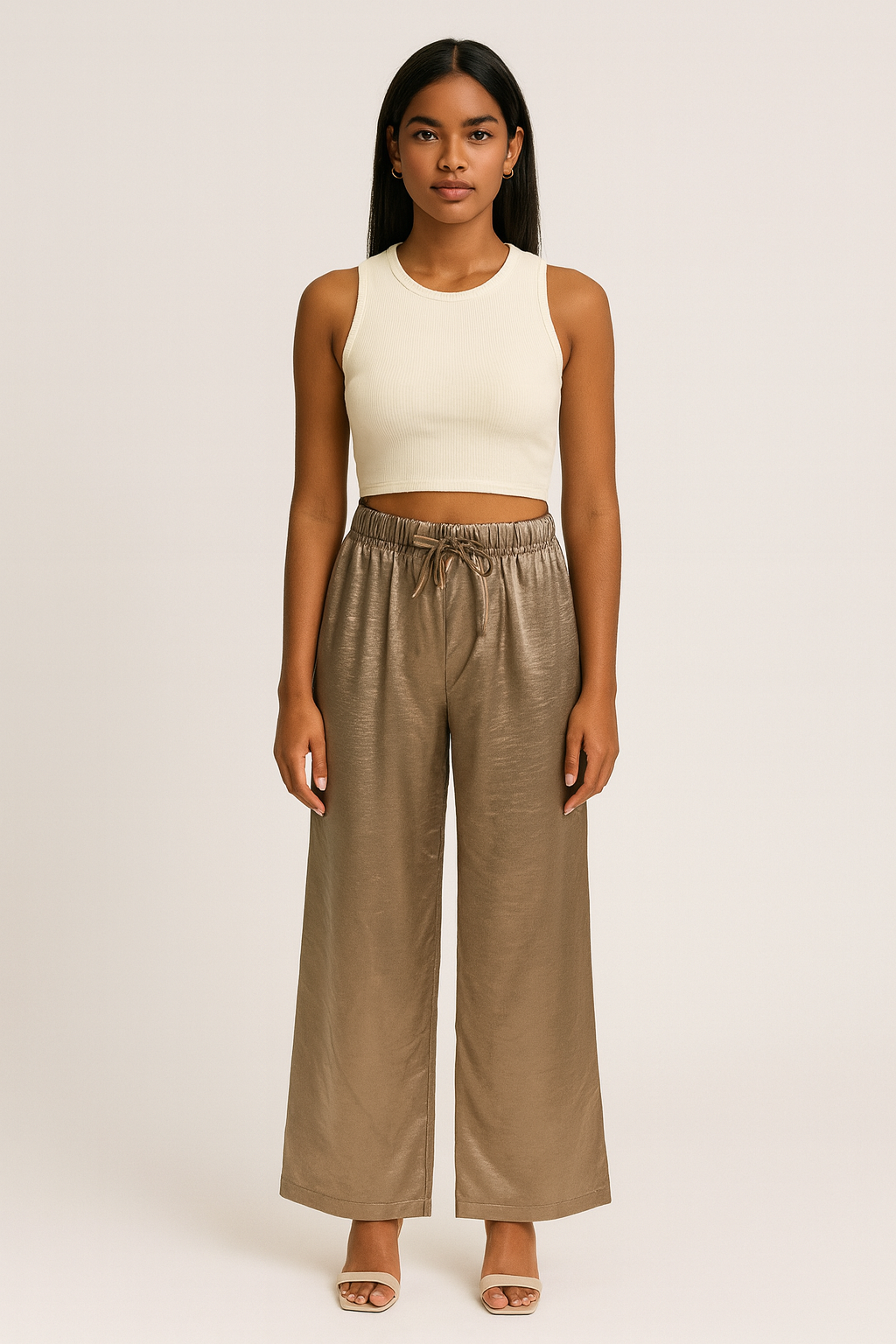 Satin Trousers With Elastic Waist
