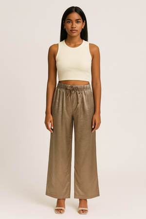 Satin Trousers With Elastic Waist