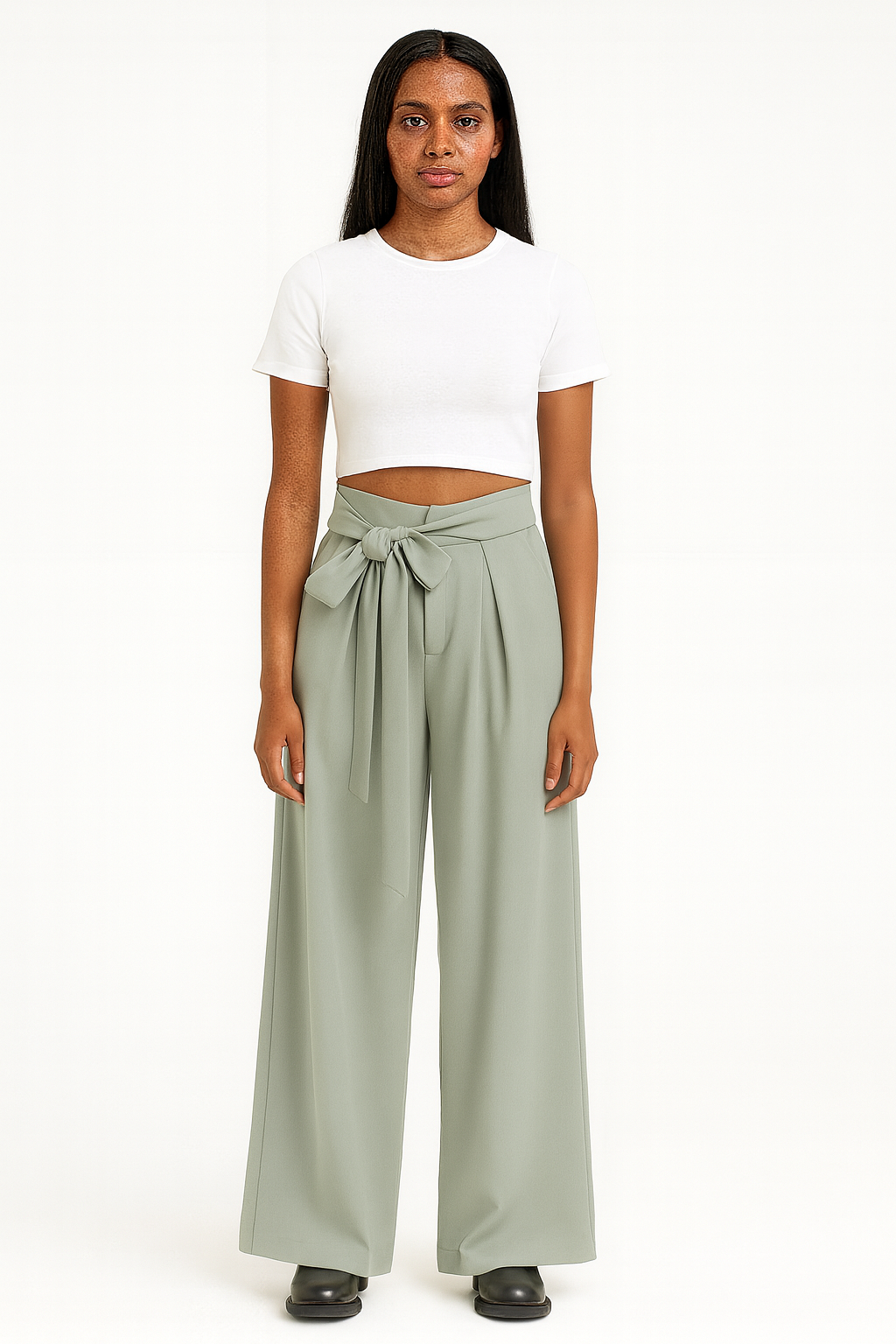 High-Waist Pleated Trousers