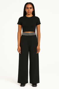 Loose Fit Trousers With Rhinestones