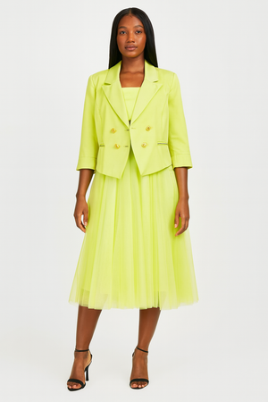 Set Of Satin Blazer & Skirt