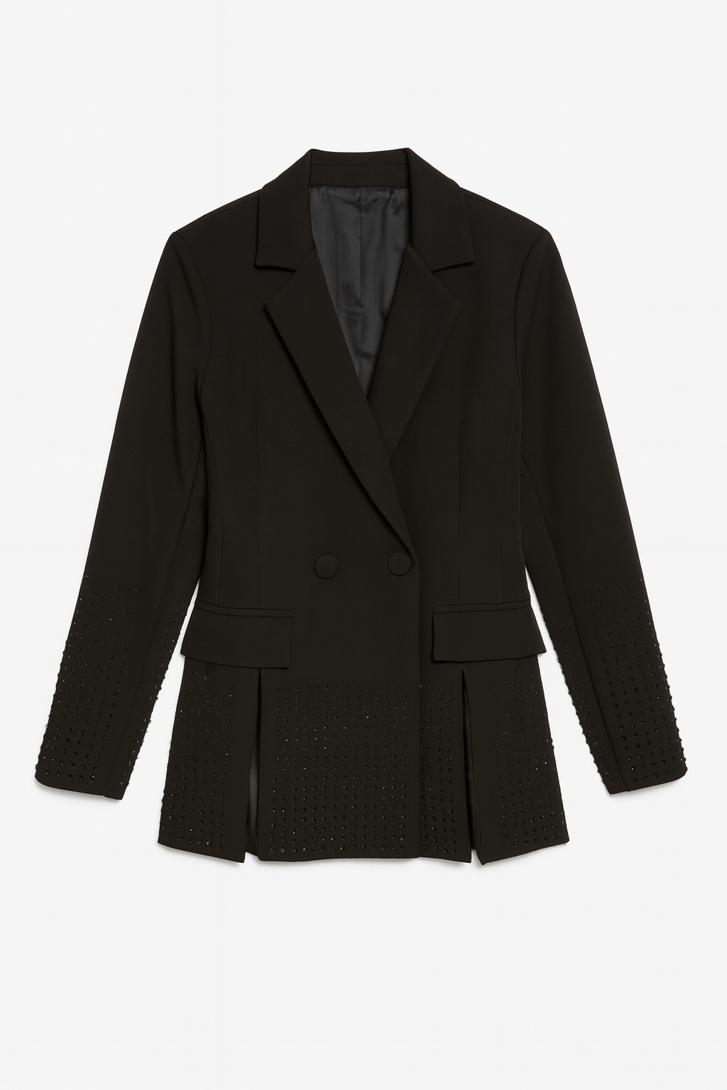 Double-Breasted Blazer with Rhinestones