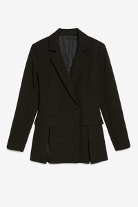 Double-Breasted Blazer with Rhinestones