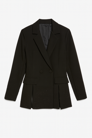 Double-Breasted Blazer with Rhinestones