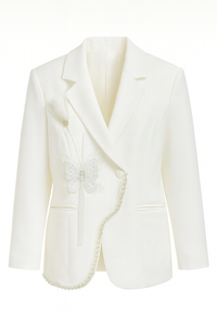 Blazer with Flower Rhinestones