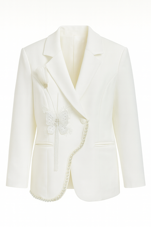 Blazer with Flower Rhinestones