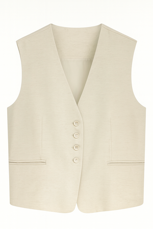 Linen Blend Tailored Waistcoat