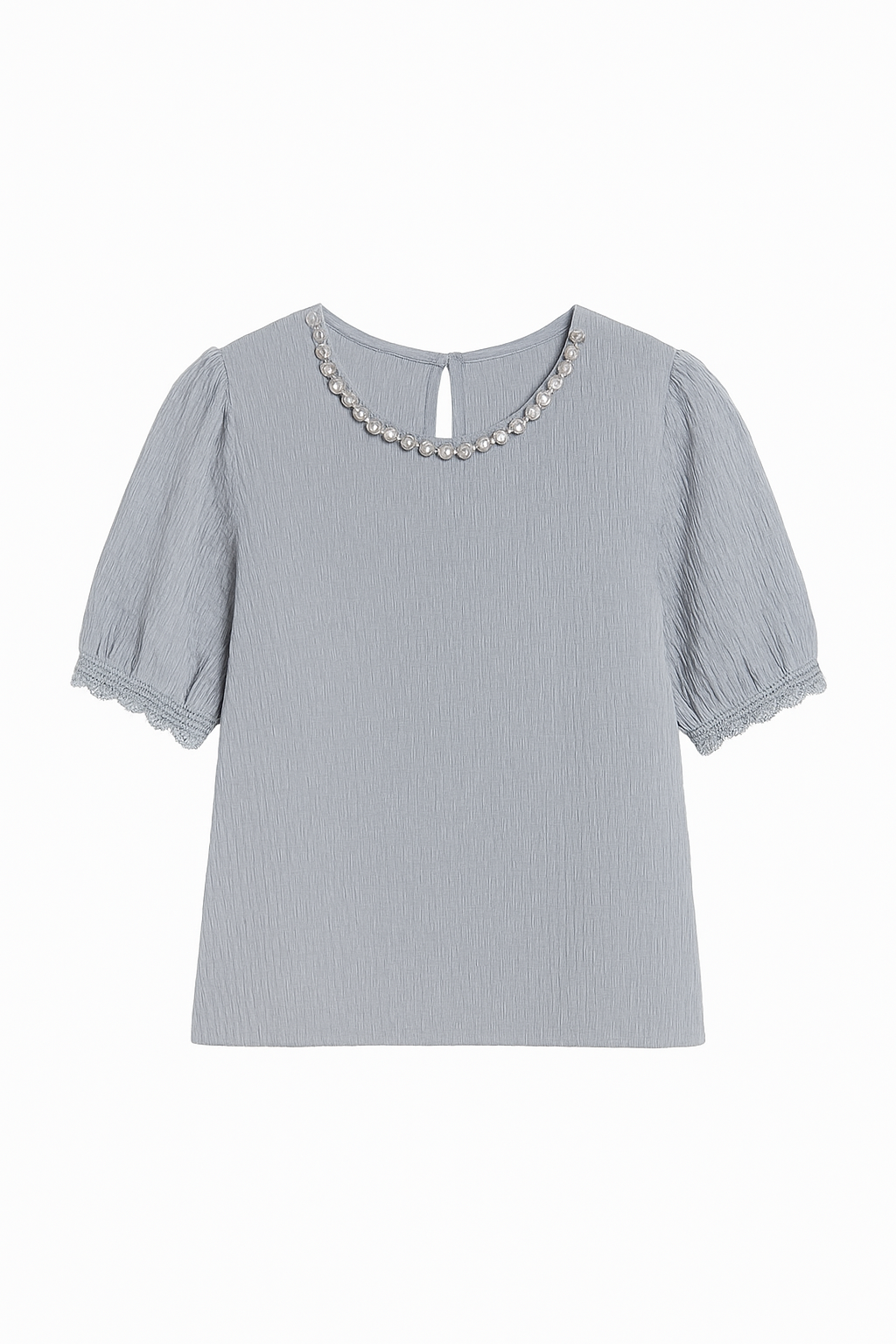Textured Top with Pearl on the Neck