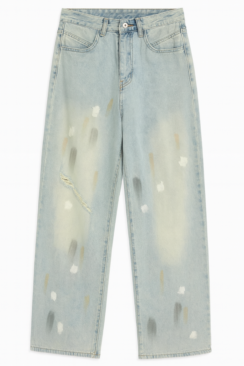 Ripped Jeans with Paint Splatter