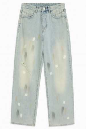 Ripped Jeans with Paint Splatter