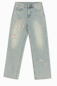 Jeans With Flower Design