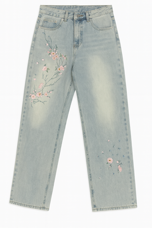 Jeans With Flower Design