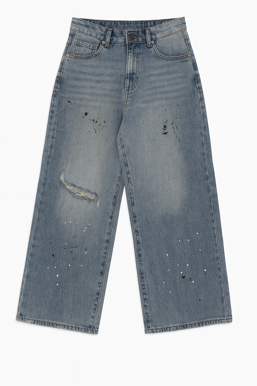 Relaxed Fit Jeans with Paint Splatter