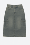 Midi Denim Cargo Skirt